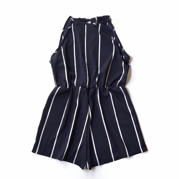 Navy Striped Romper - Picture 1 of 5